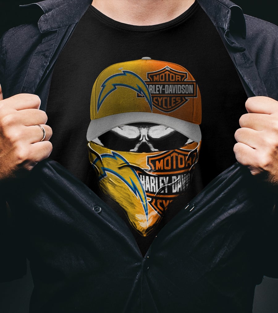 Motor Harley Davidson Los Angeles Chargers Skull T-Shirt