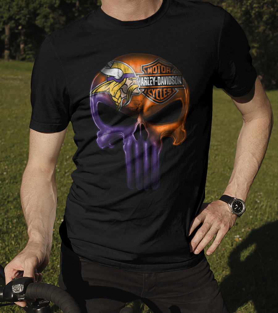 Vikings Skull Harley Davidson Punisher Crossover 20Hl T-Shirt