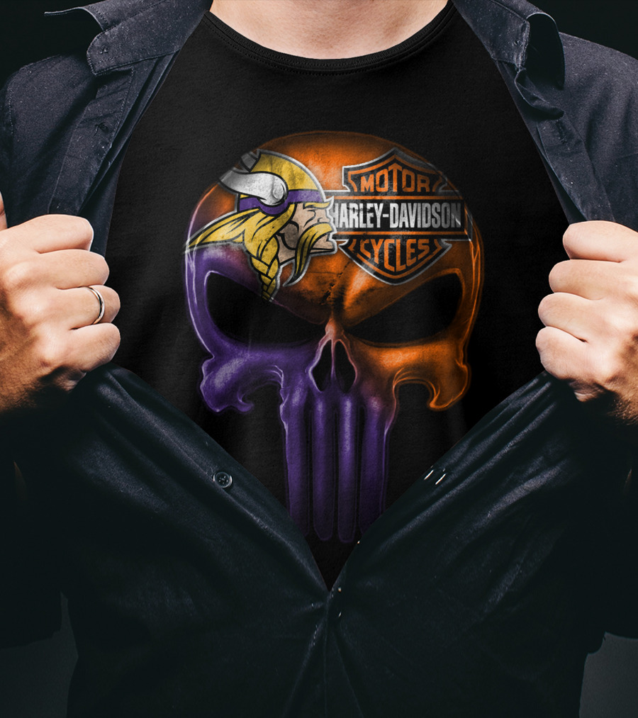 Vikings Skull Harley Davidson Punisher Crossover 20Hl T-Shirt