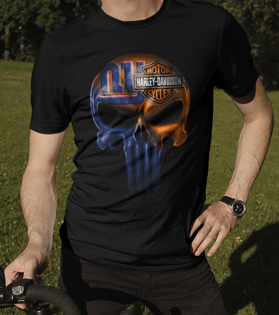Ny Giants Harley Davidson Punisher Skull 23Hl T-Shirt