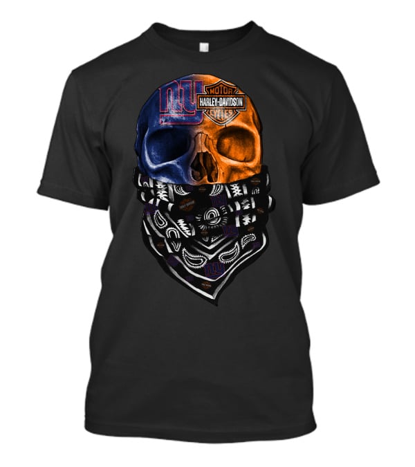 Ny Giants Skull Harley Davidson Bandana 23Hl T-Shirt