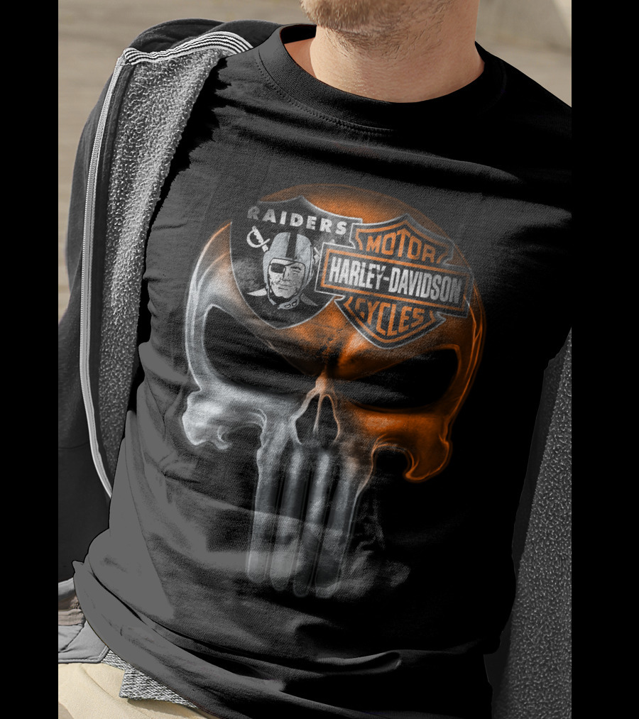 Raiders Harley Davidson Punisher Skull T-Shirt