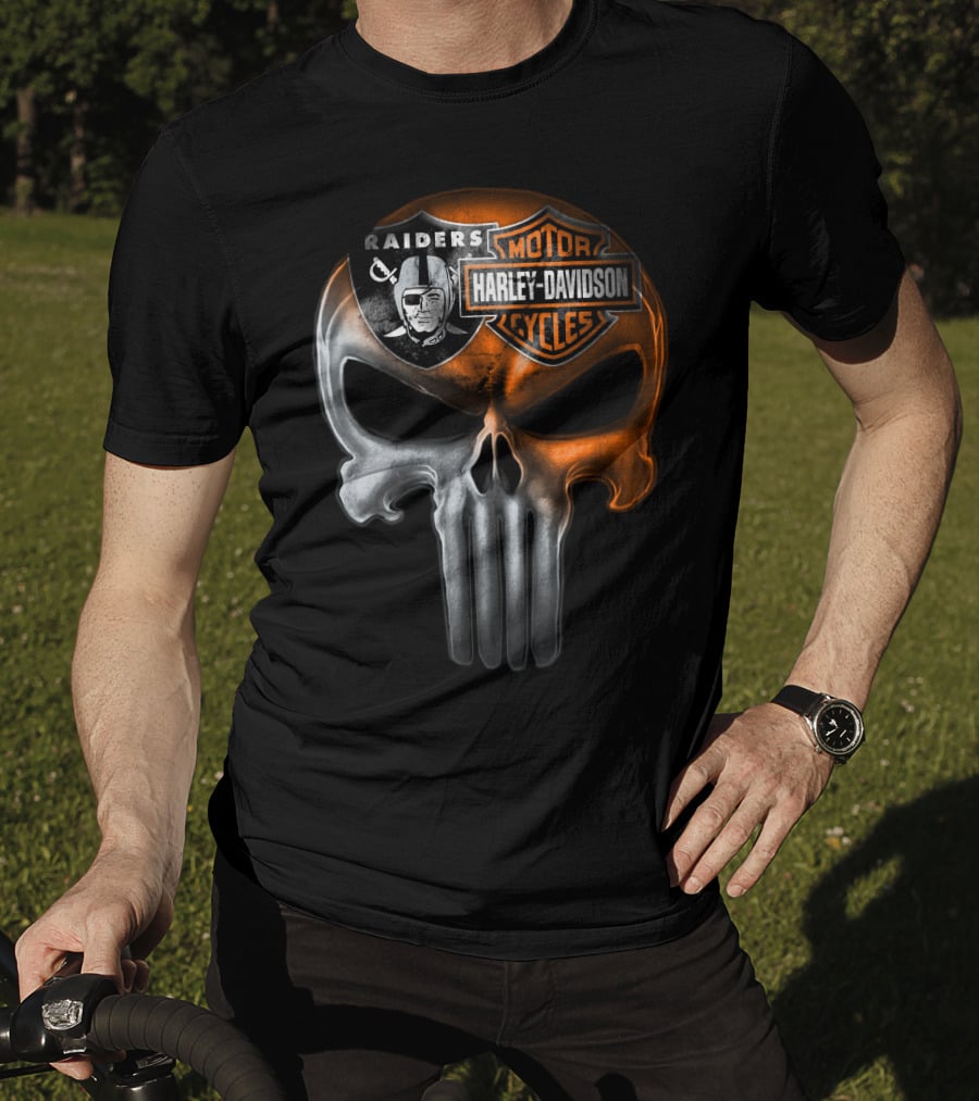 Raiders Harley Davidson Punisher Skull T-Shirt