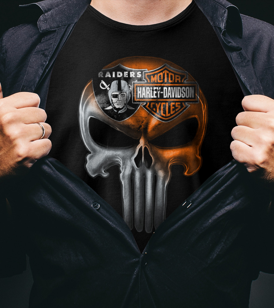 Raiders Harley Davidson Punisher Skull T-Shirt