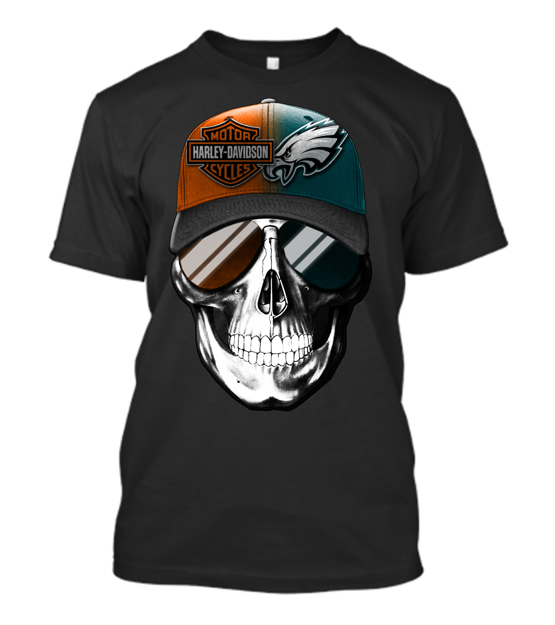 Harley Davidson Motor Cycles Eagles Skull Cap T-Shirt