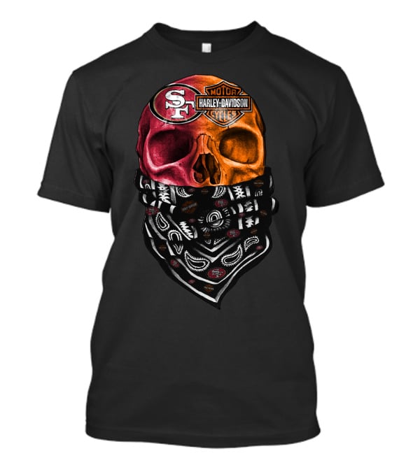 Harley Davidson San Francisco 49ers Skull Bandana T-Shirt