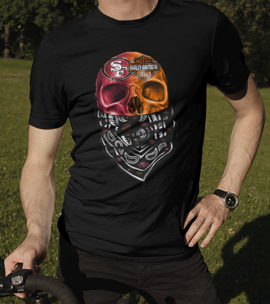 Harley Davidson San Francisco 49ers Skull Bandana T-Shirt