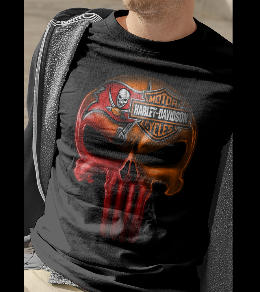 Harley Davidson Motorcycles Tampa Bay Buccaneers Skull T-Shirt