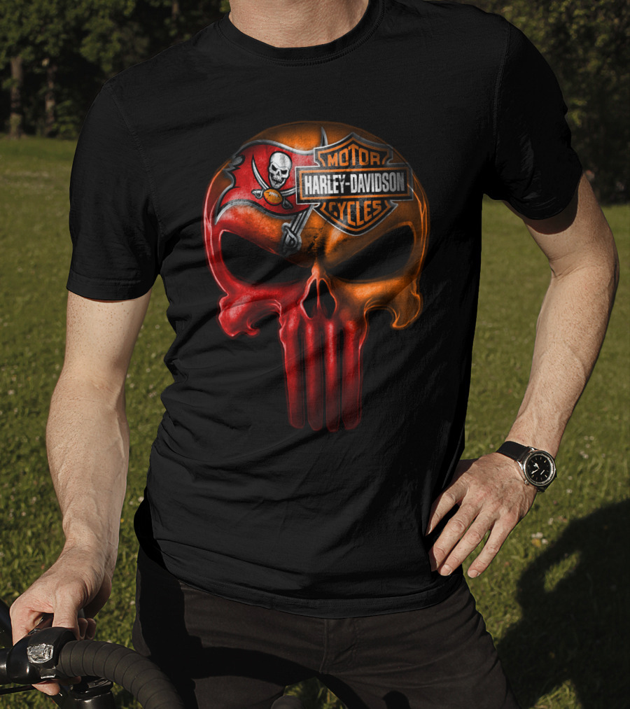 Harley Davidson Motorcycles Tampa Bay Buccaneers Skull T-Shirt