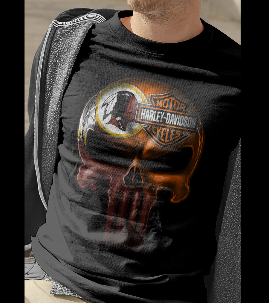 Harley Davidson Washington Football Crossover Skull T-Shirt