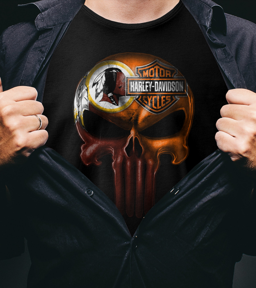 Harley Davidson Washington Football Crossover Skull T-Shirt