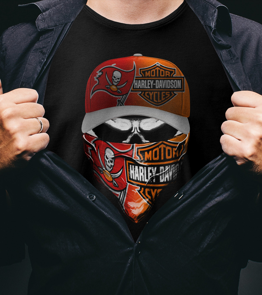 Tampa Bay Buccaneers Harley Davidson Skulls Combination T-Shirt