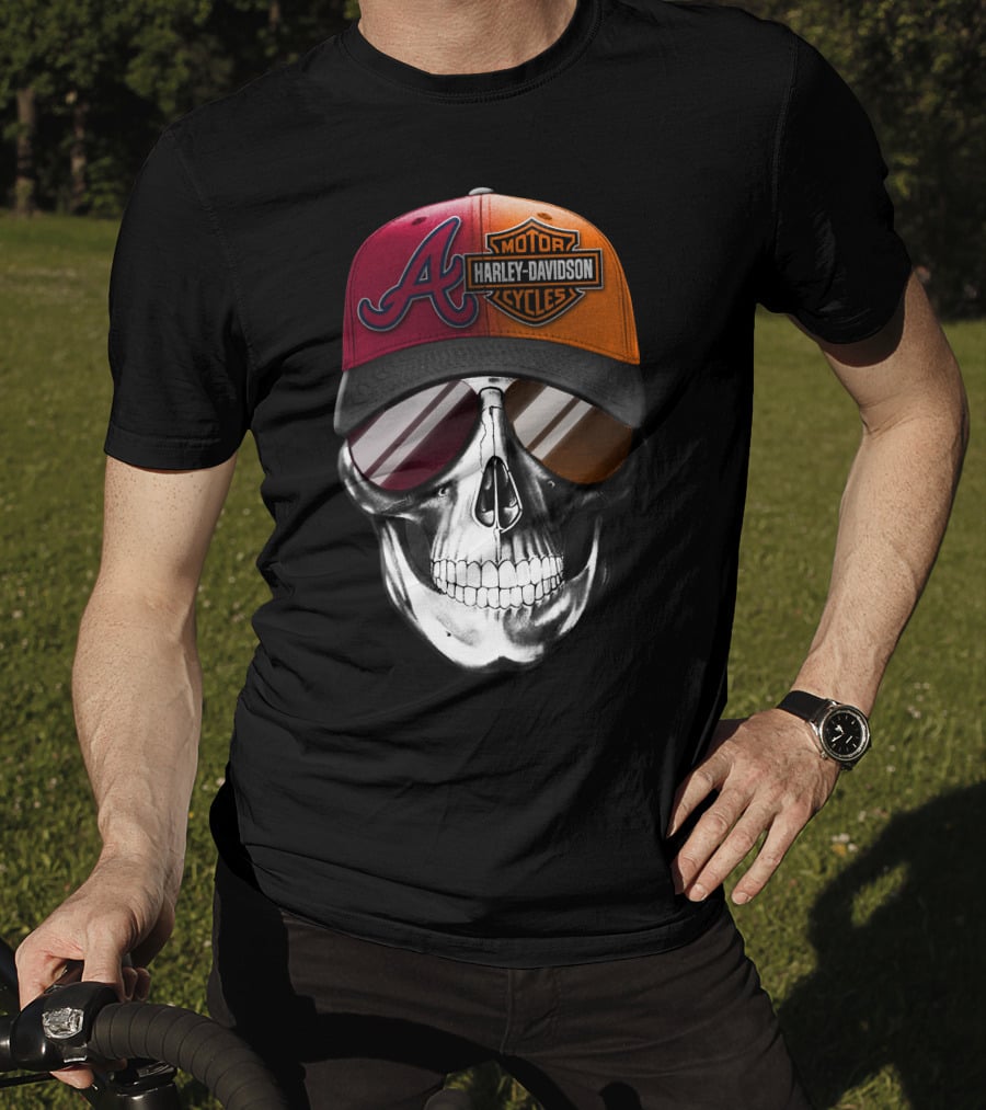 Harley Davidson Atlanta Braves Skull Cap T-Shirt