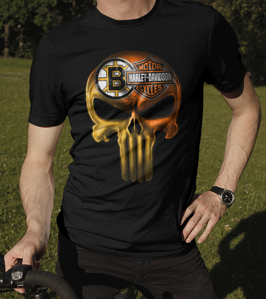 Boston Bruins Harley Davidson Skull 05Ahl T-Shirt
