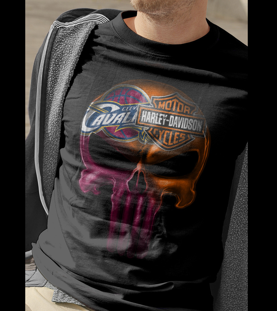 Cleveland Cavaliers Harley Davidson Skull T-Shirt