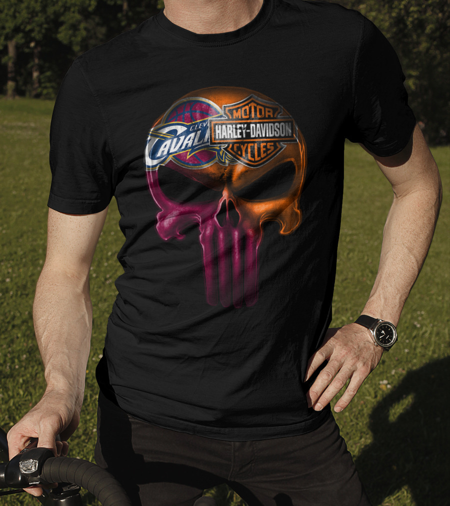 Cleveland Cavaliers Harley Davidson Skull T-Shirt