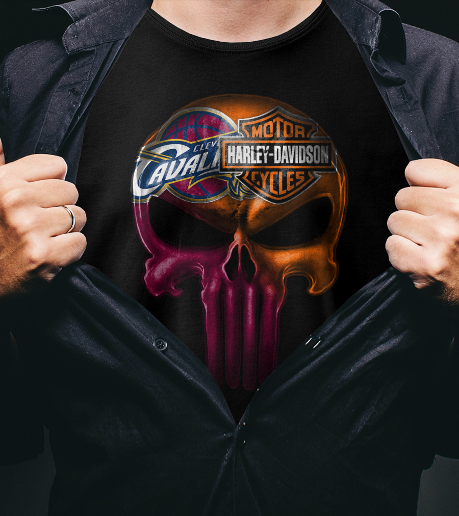 Cleveland Cavaliers Harley Davidson Skull T-Shirt