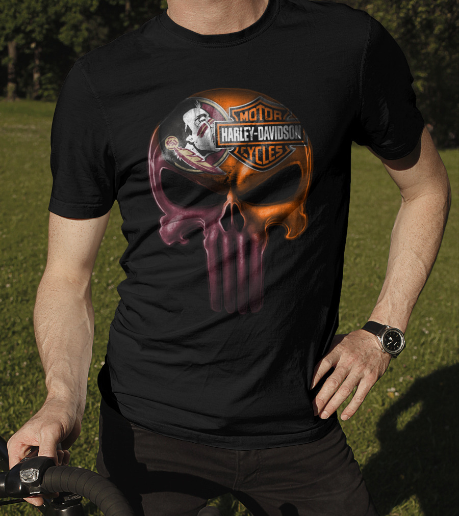Harley Davidson And Seminoles Skull Fusion T-Shirt