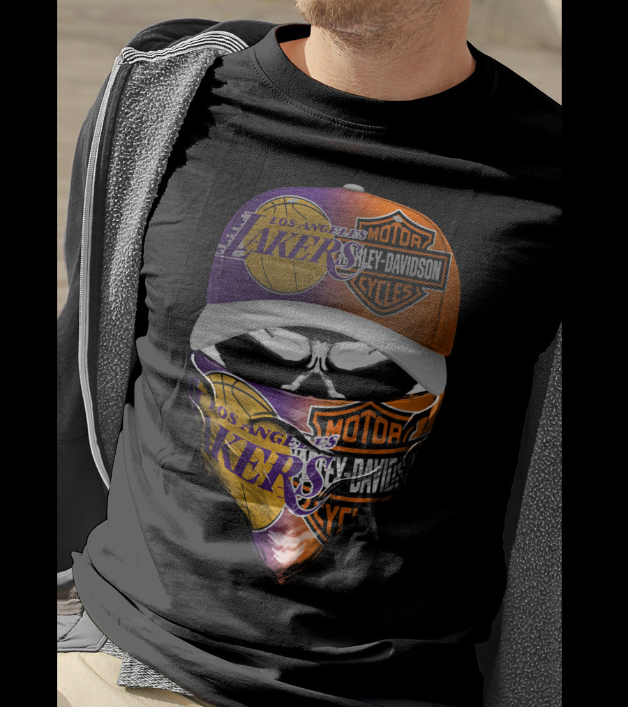 Los Angeles Lakers Harley Davidson Motorcycles Fusion T-Shirt