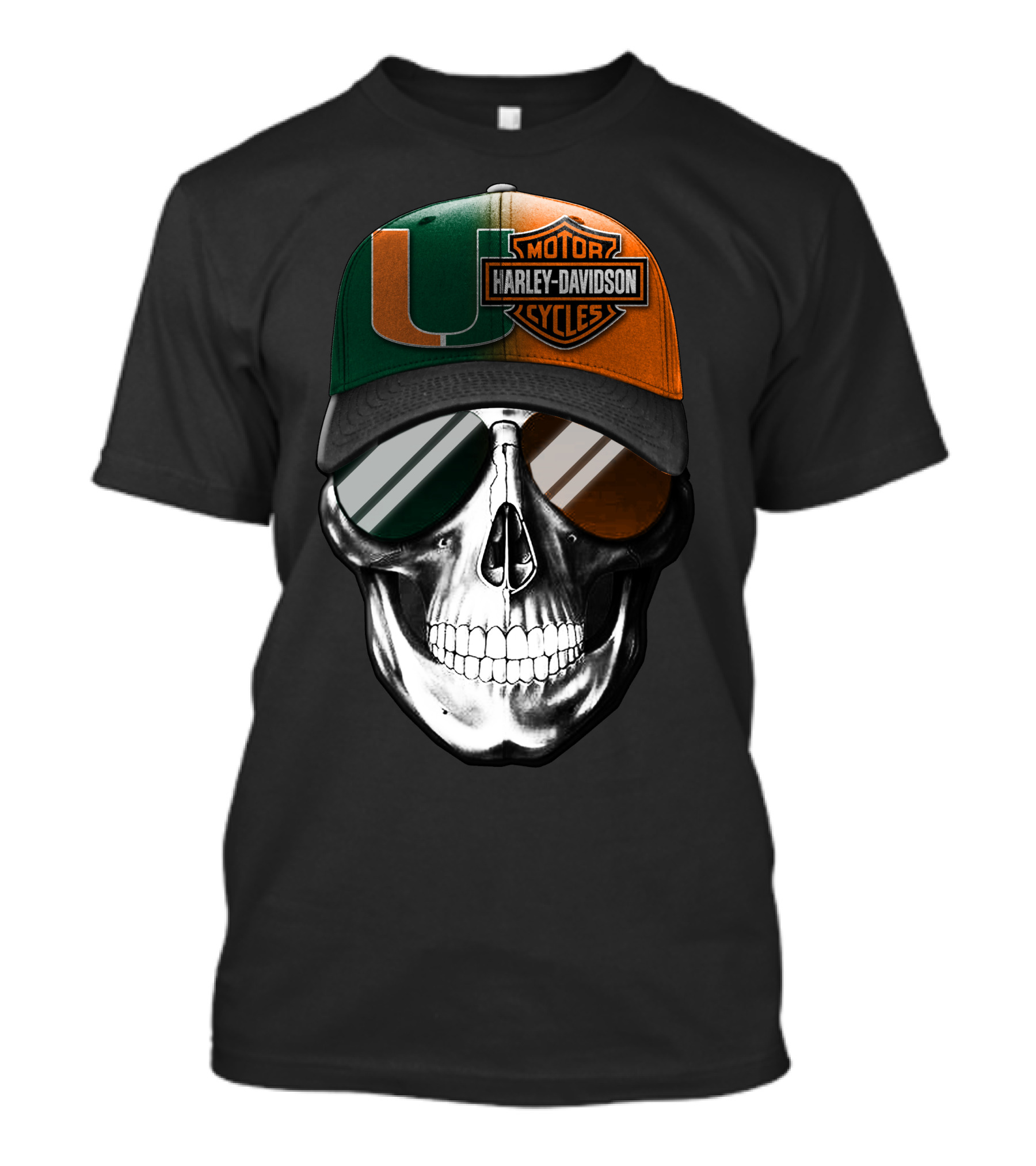 Harley Davidson Miami Hurricanes Skull Cap T-Shirt