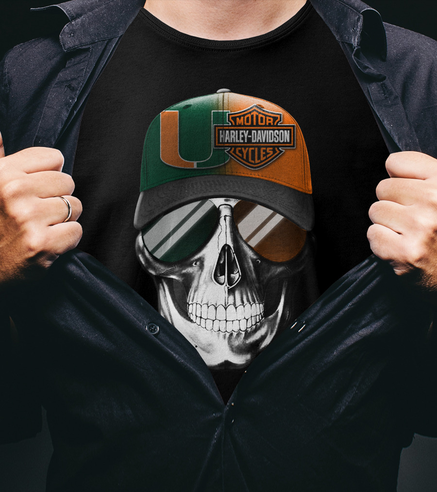 Harley Davidson Miami Hurricanes Skull Cap T-Shirt