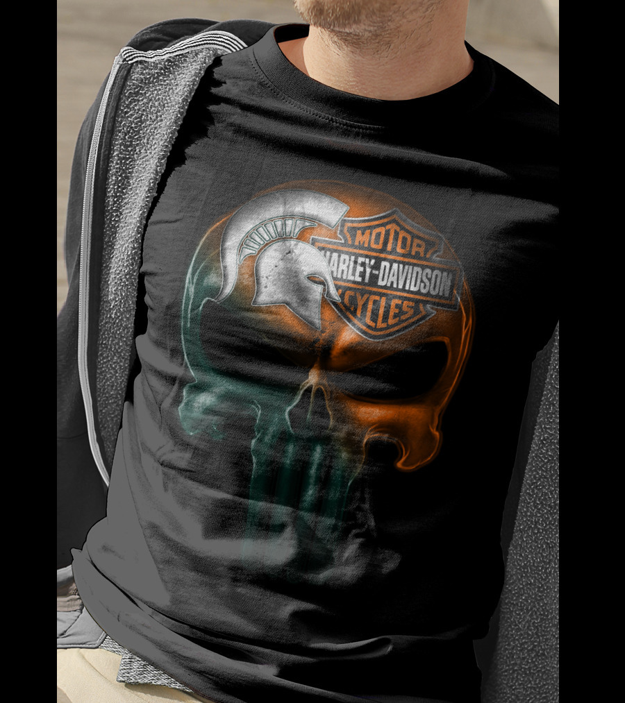 Harley Davidson Motor Cycles Spartan Helmet Skull T-Shirt