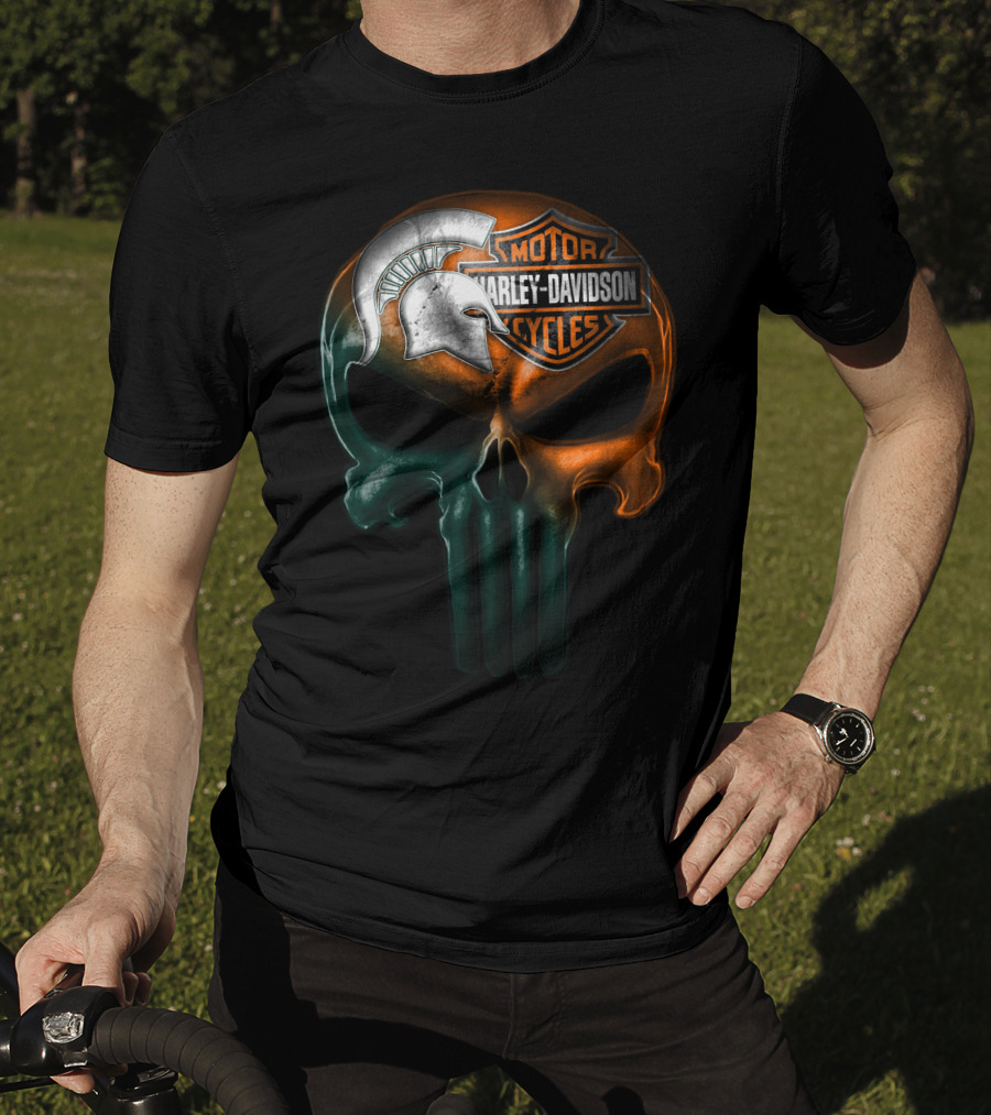 Harley Davidson Motor Cycles Spartan Helmet Skull T-Shirt