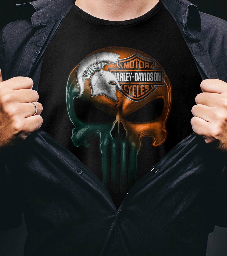 Harley Davidson Motor Cycles Spartan Helmet Skull T-Shirt
