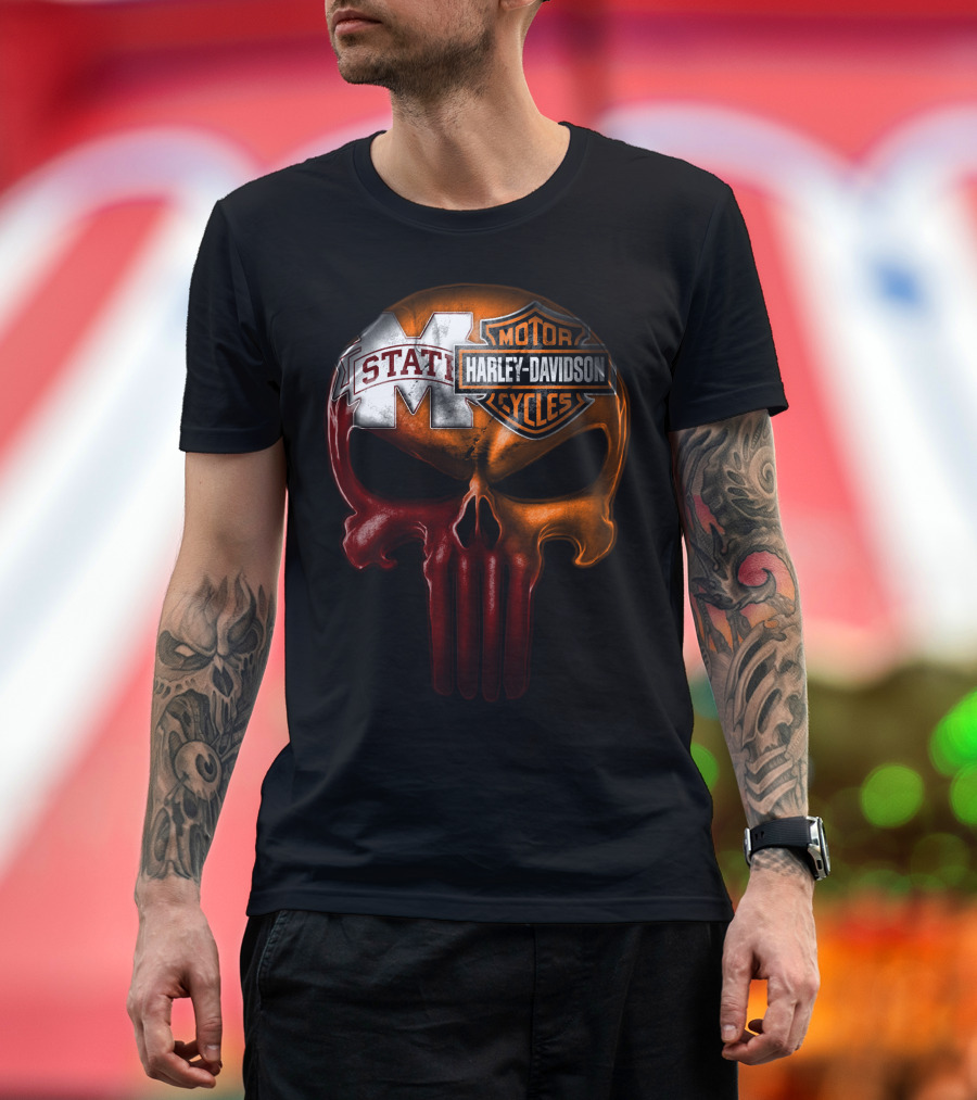 Mississippi State Harley Davidson Punisher T-Shirt