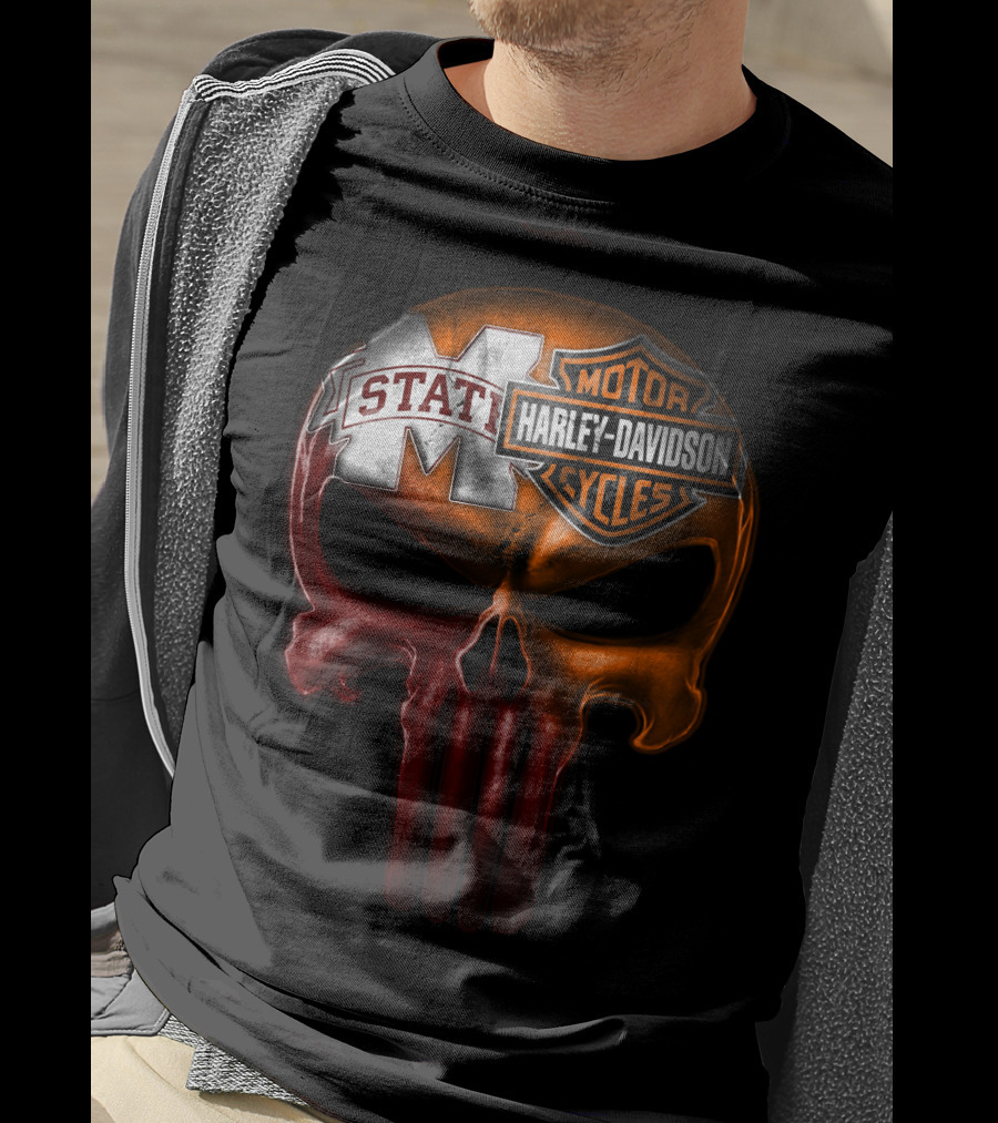 Mississippi State Harley Davidson Punisher T-Shirt