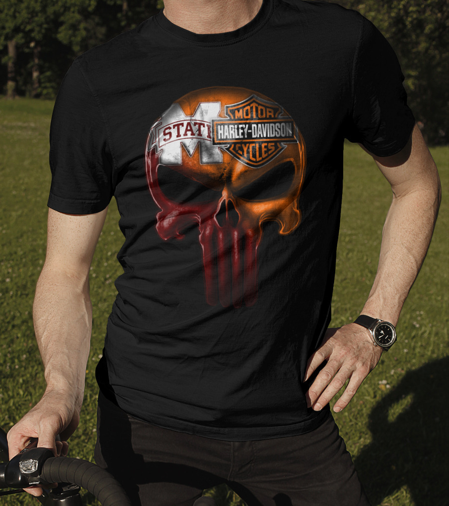 Mississippi State Harley Davidson Punisher T-Shirt