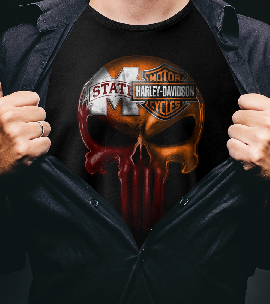 Mississippi State Harley Davidson Punisher T-Shirt