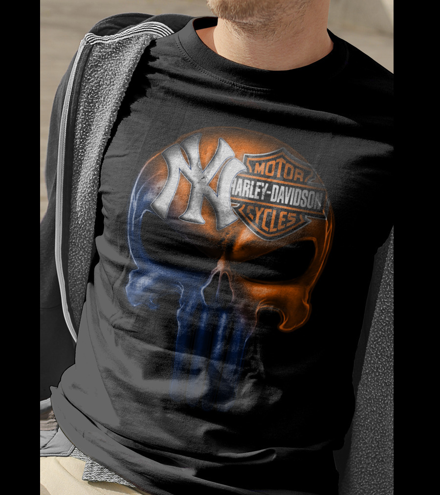 New York Yankees Harley Davidson Skull 30Ahl T-Shirt