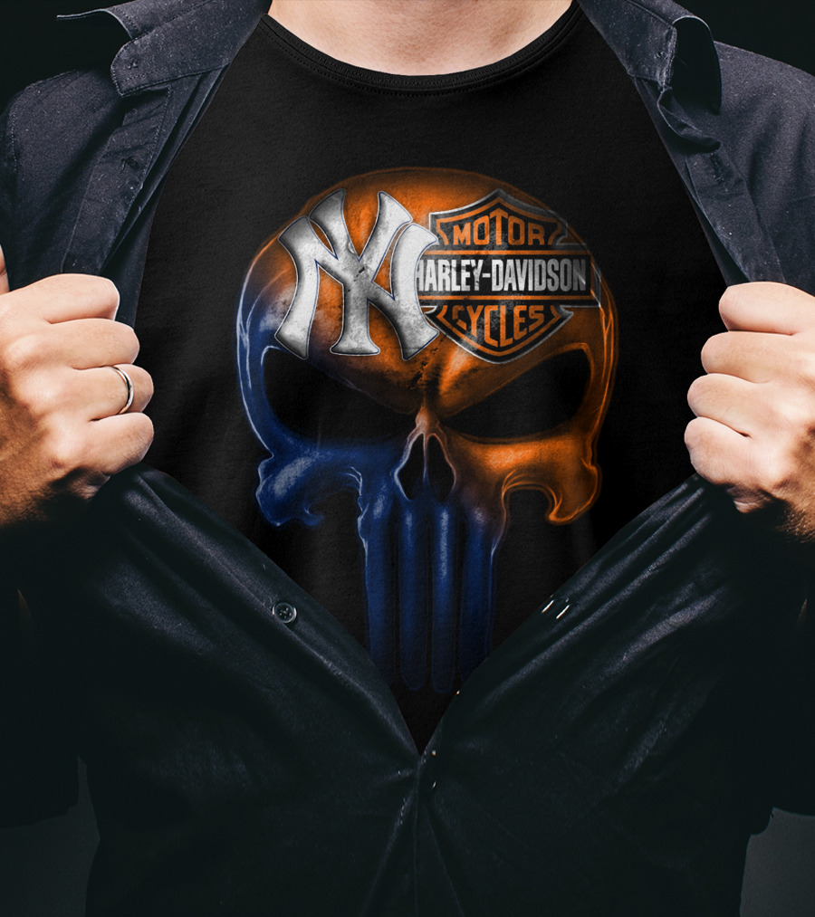 New York Yankees Harley Davidson Skull 30Ahl T-Shirt