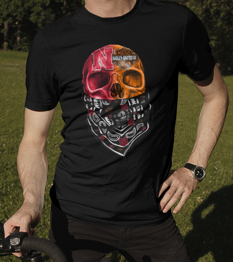 N Harley Davidson Motorcycles Skull Bandana Style T-Shirt