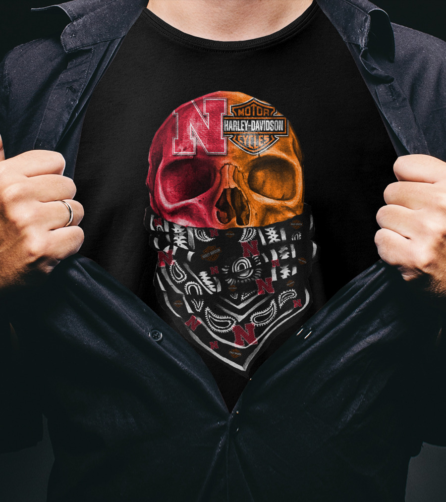 N Harley Davidson Motorcycles Skull Bandana Style T-Shirt