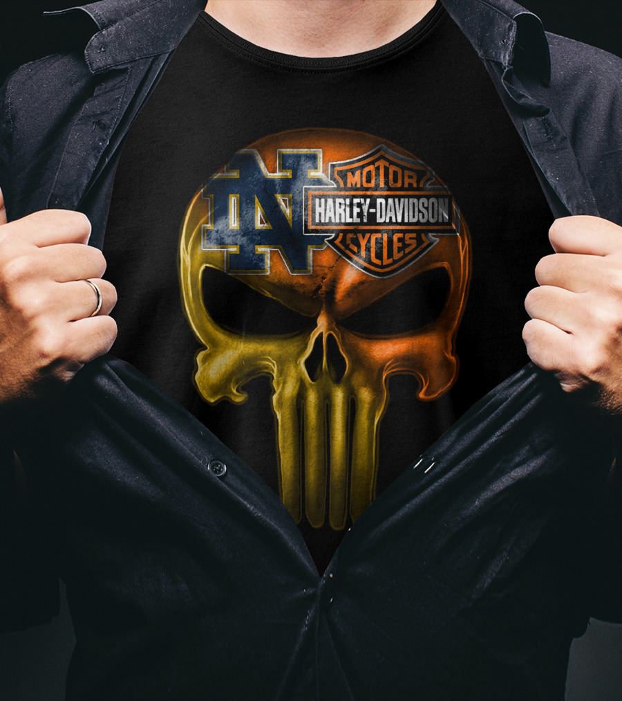 Notre Dame Harley Davidson Punisher Skull T-Shirt