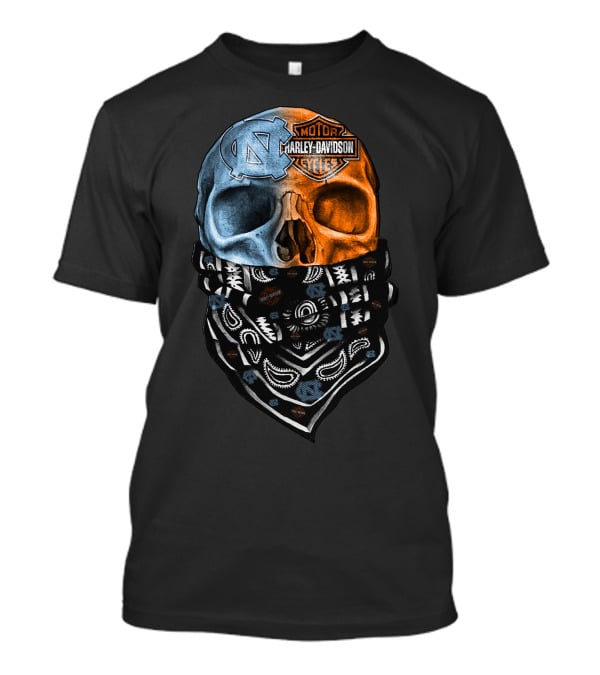 31Ahl North Carolina Tar Heels Harley Davidson Skull Bandana T-Shirt