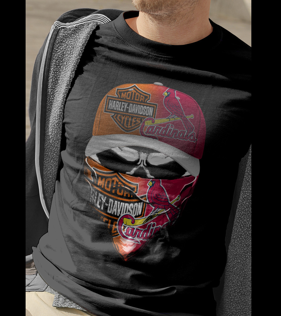 Harley Davidson Motorcycles Cardinals Skull Cap And Bandana Combo T-Shirt