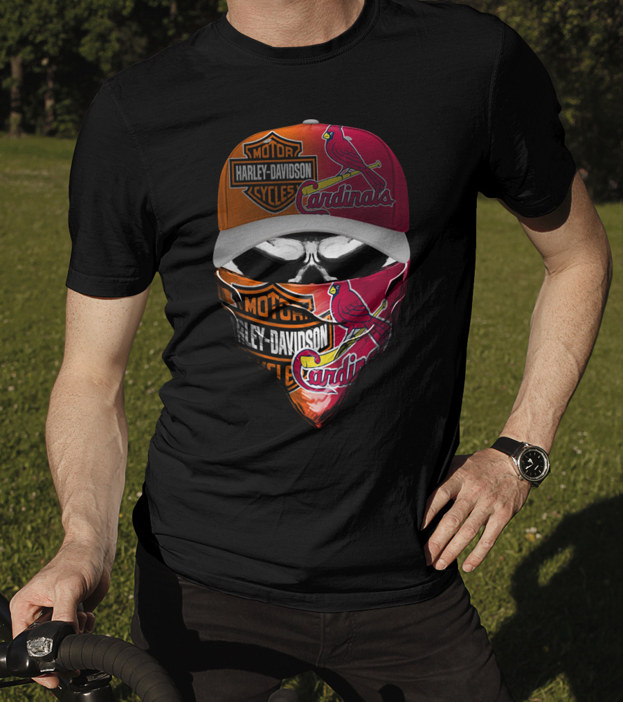 Harley Davidson Motorcycles Cardinals Skull Cap And Bandana Combo T-Shirt