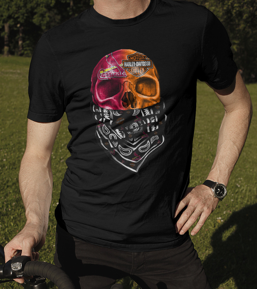 Cardinals Harley Davidson Skull Bandana T-Shirt