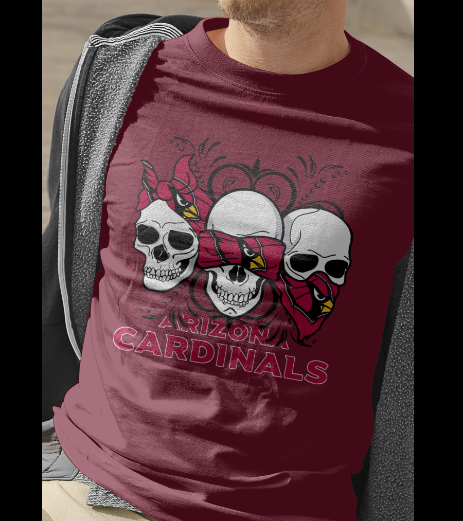 Arizona Cardinals Three Skulls T-Shirt