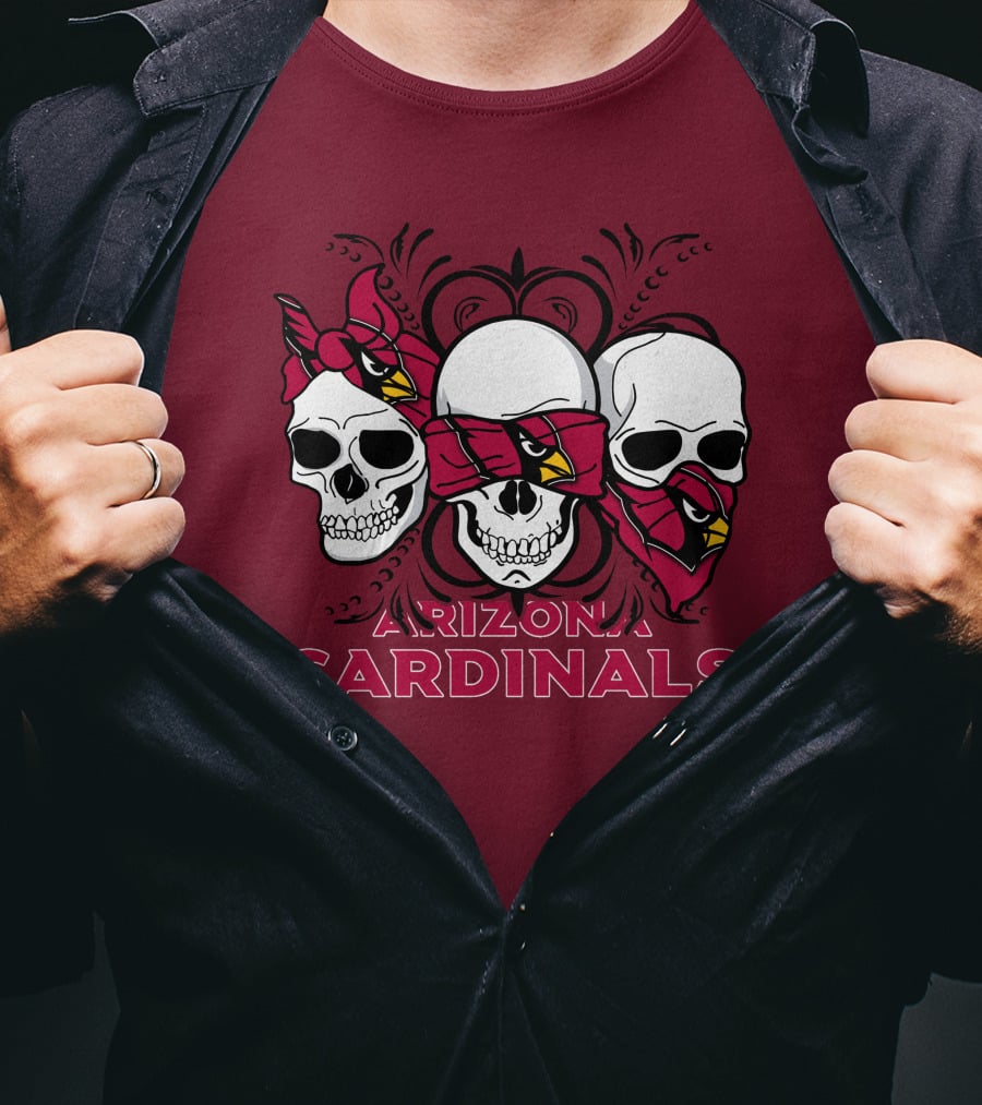 Arizona Cardinals Three Skulls T-Shirt