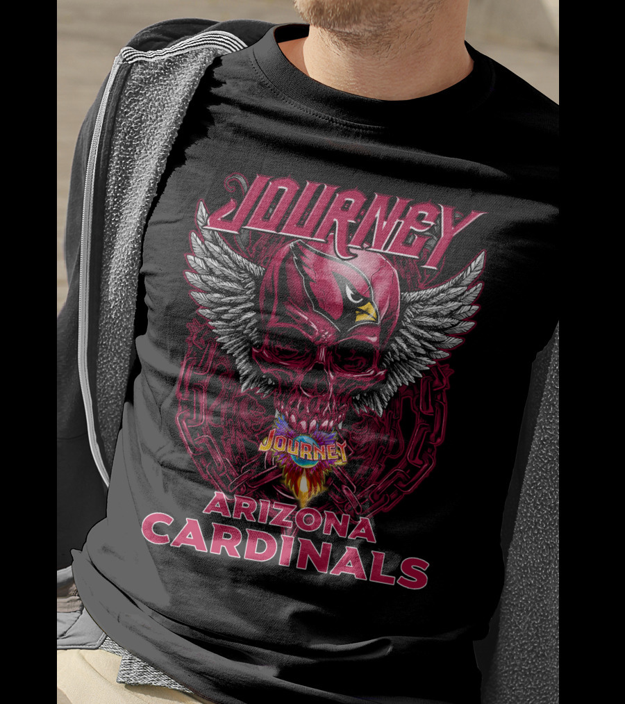 Journey Arizona Cardinals Skull Wings Chain T-Shirt