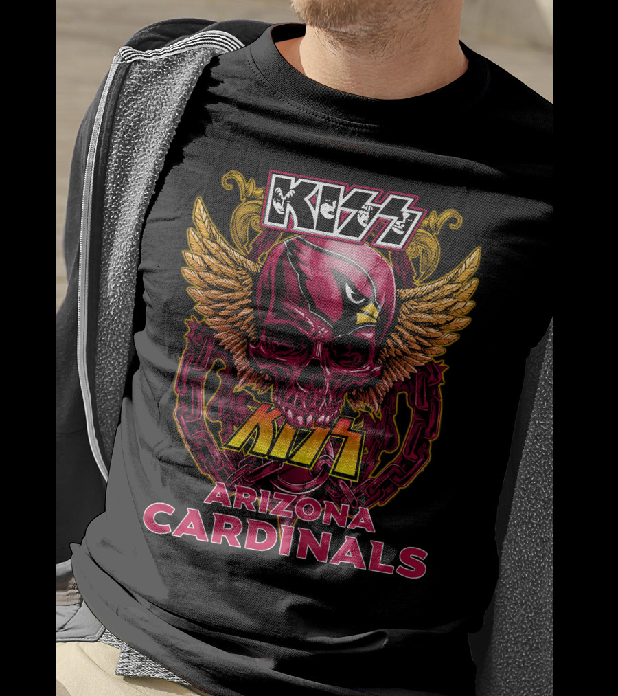 KISS Arizona Cardinals Skull Wings Chain T-Shirt