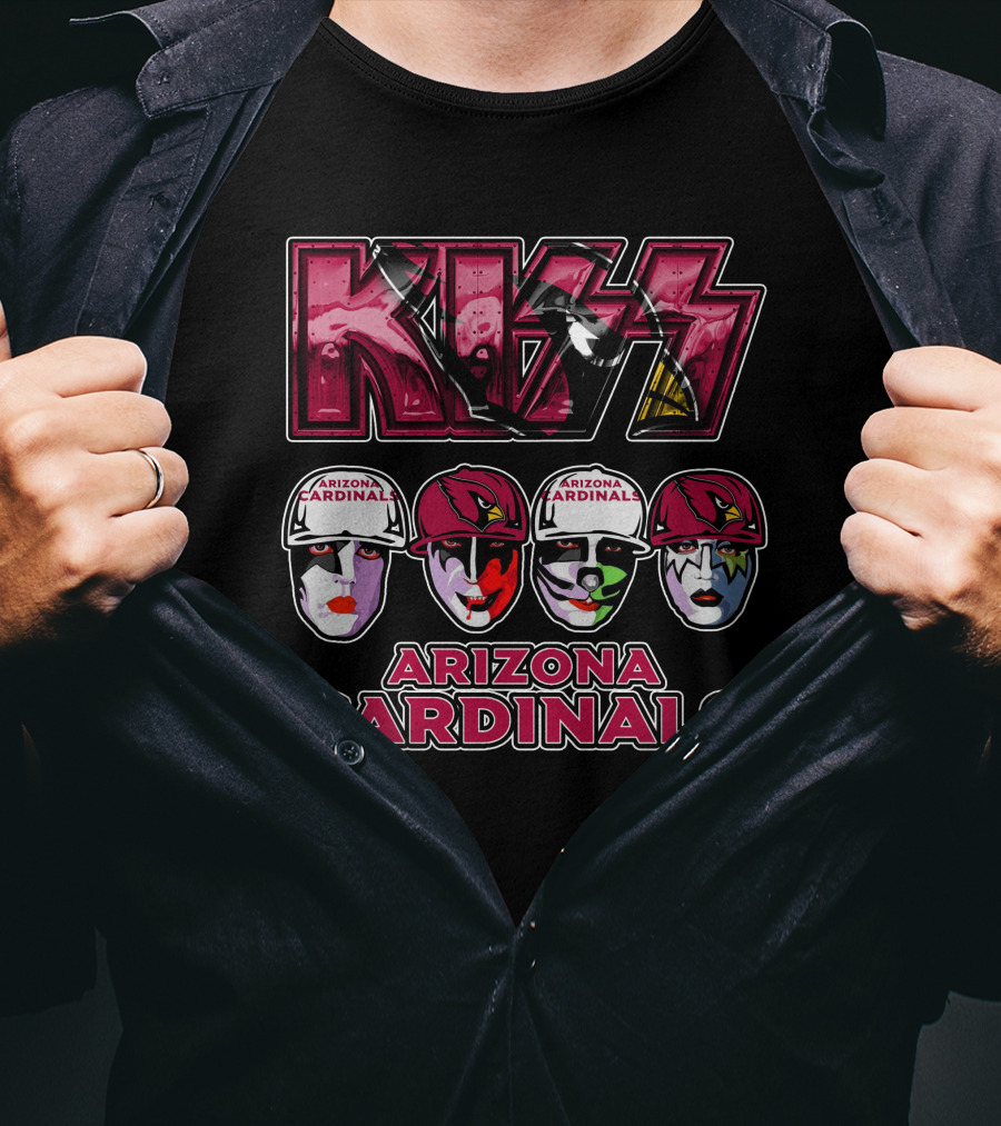 Kiss Arizona Cardinals Rock Band Face Paint Helmet T-Shirt