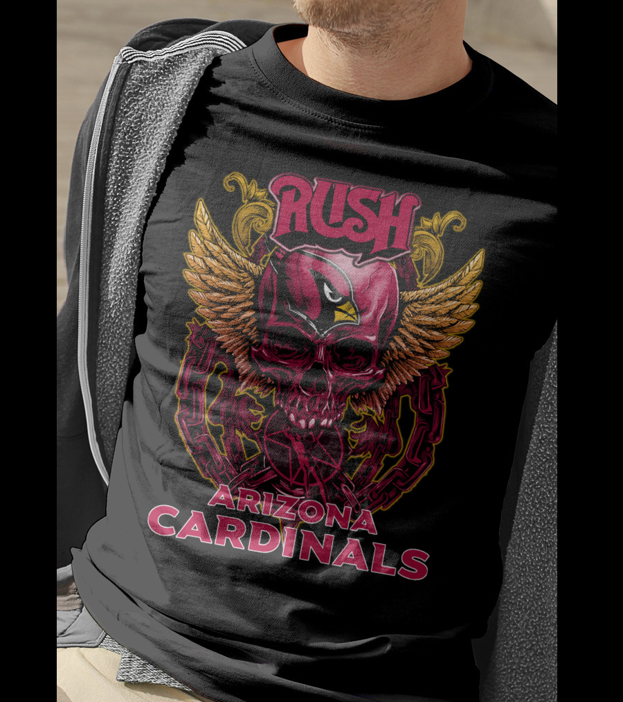 Rush Arizona Cardinals Skull Wings Chain T-Shirt