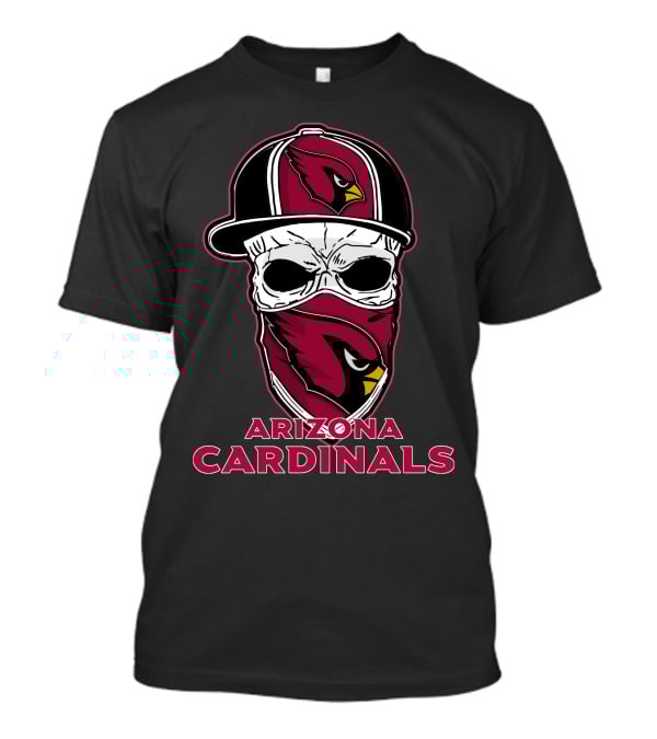 Arizona Cardinals Skull Face Mask Hat T-Shirt