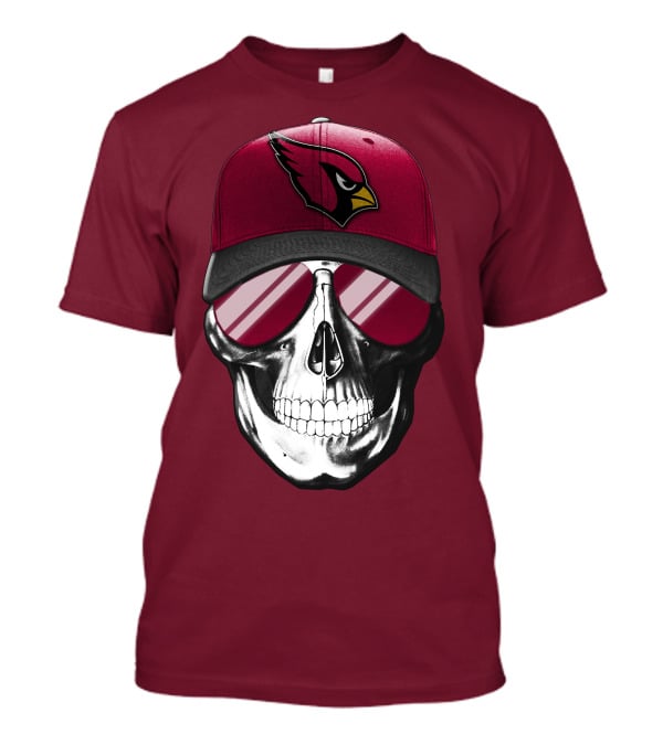 Arizona Cardinals Skull Cap With Sunglasses T-Shirt