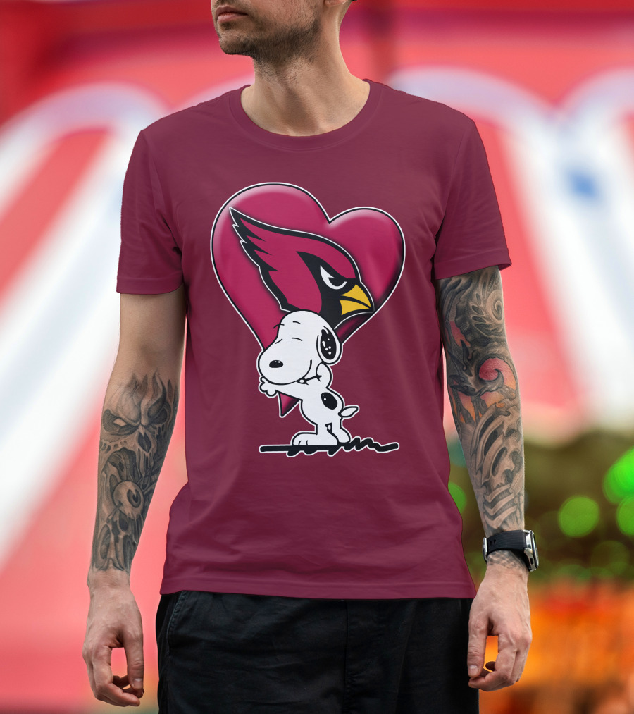 Snoopy Hugging Heart Arizona Cardinals T-Shirt